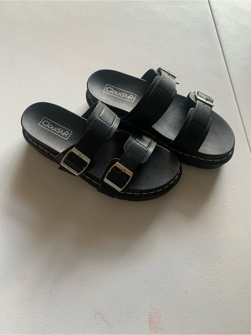Kids' Black Buckle Slide Sandals